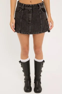 Shadow Realm Mini Skirt Washed Black