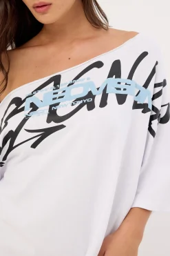 Shard Off Shoulder Relaxed Tee White