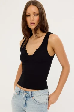 Sharni V Neck Tank Top Black