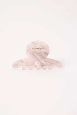Shell Pearl Hair Claw Clip Pink