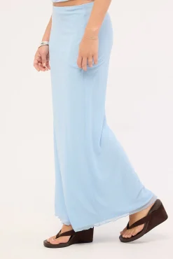 Shimmer Asymmetrical Midi Skirt Blue