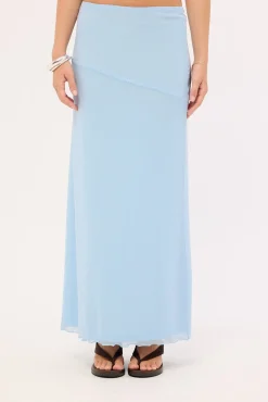 Shimmer Asymmetrical Midi Skirt Blue