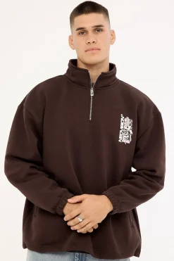 Shogun Elastic Quarter Zip Crew Coffee Brown