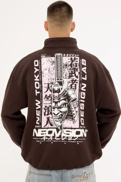Shogun Elastic Quarter Zip Crew Coffee Brown
