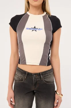 Shooter Panelled Cap Sleeve Tee Zine