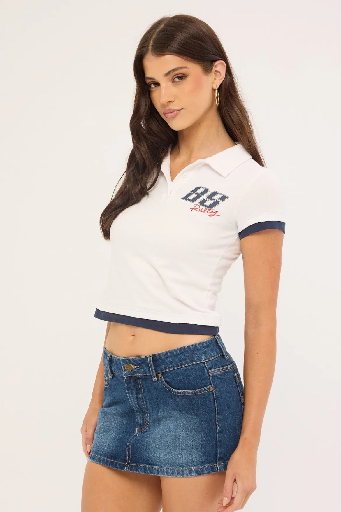Shorty Low Rise Denim Micro Mini Skirt Blasted Deep Sea Blue
