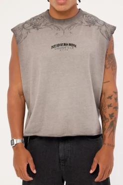Shroud Cropped Muscle Tank Heavy Pigment Grey