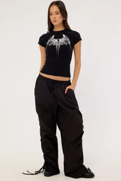 Shroud Lace Back Baby Tee Black