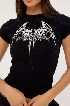 Shroud Lace Back Baby Tee Black