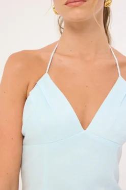 Sia Linen Mini Dress Blue
