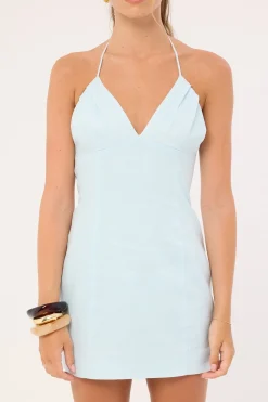 Sia Linen Mini Dress Blue