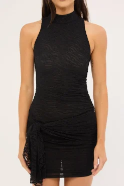 Sian Stretch Lace Mini Dress Black