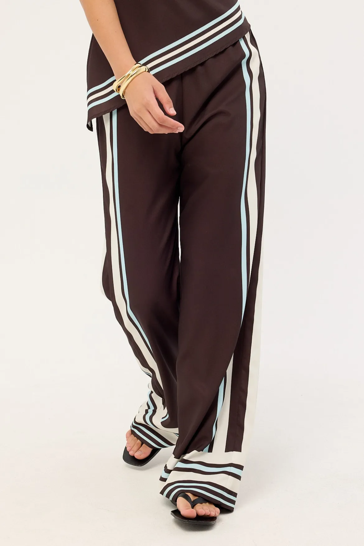 Sicily Mid Rise Pants Brown Stripe