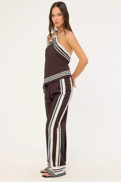 Sicily Mid Rise Pants Brown Stripe