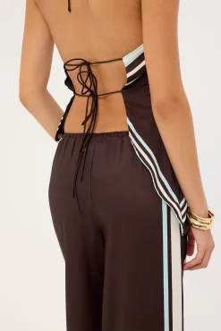 Sicily Mid Rise Pants Brown Stripe