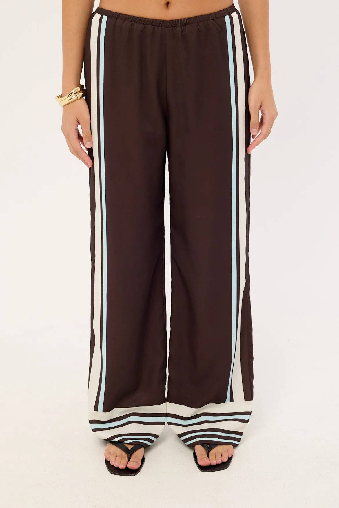 Sicily Mid Rise Pants Brown Stripe