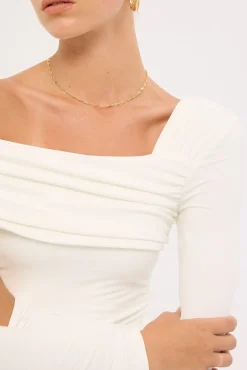 Sierra One Shoulder Long Sleeve Top White
