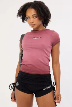 Silent Verse Baby Tee Burgundy