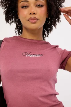 Silent Verse Baby Tee Burgundy