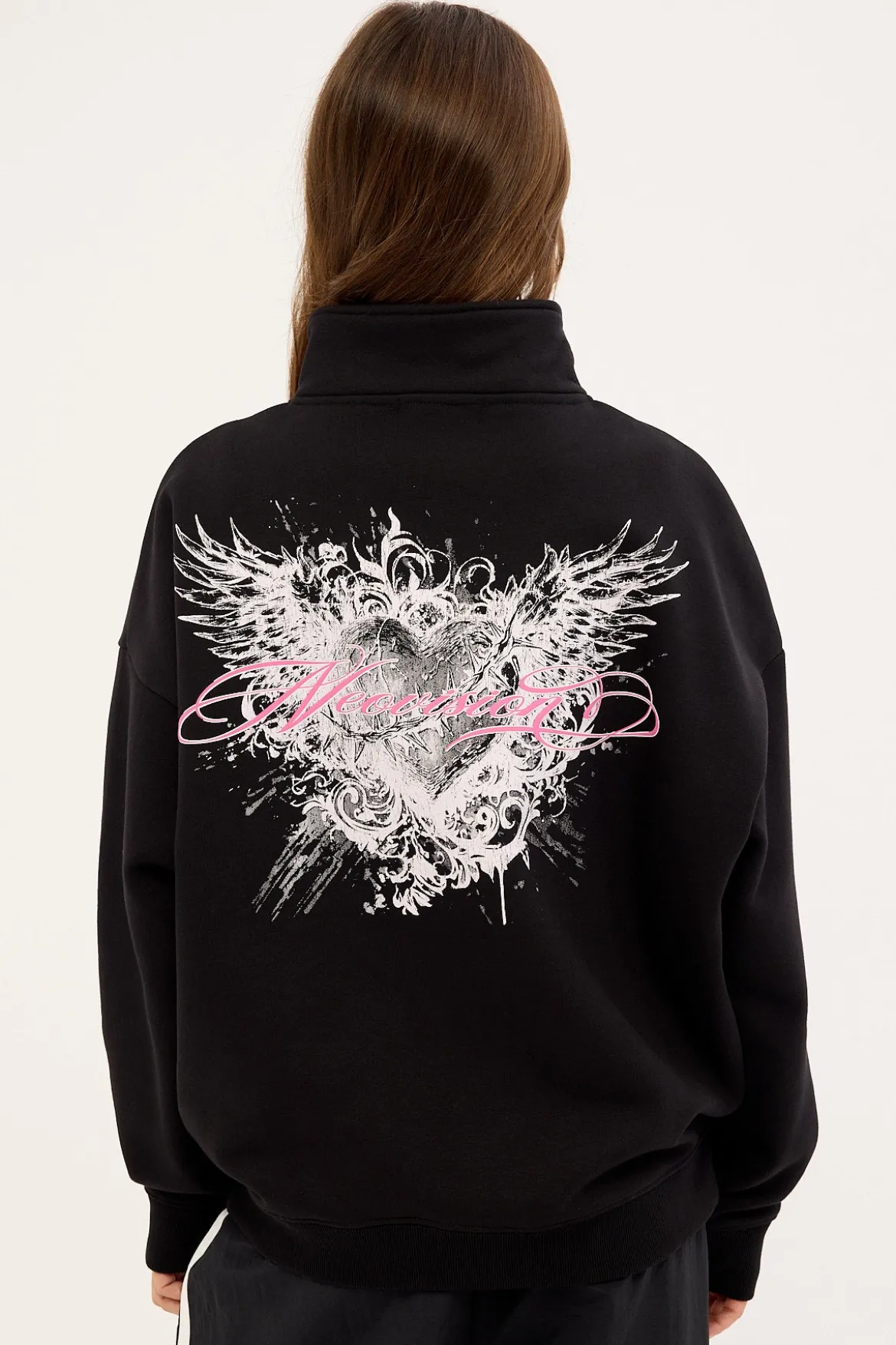 Skarla Relaxed Quarter Zip Crew Black
