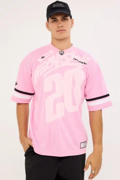 Sketched V Neck Jersey Pink