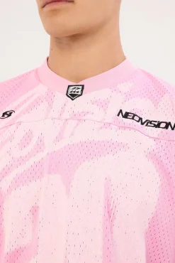 Sketched V Neck Jersey Pink