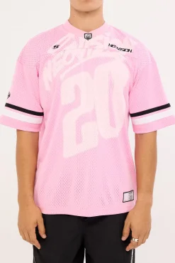 Sketched V Neck Jersey Pink