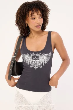 Skorn Singlet Tank Top Washed Black