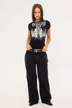 Skull Preacher Boat Neck Tee Black
