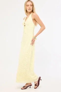 Skye Halter Midi Dress Lemon
