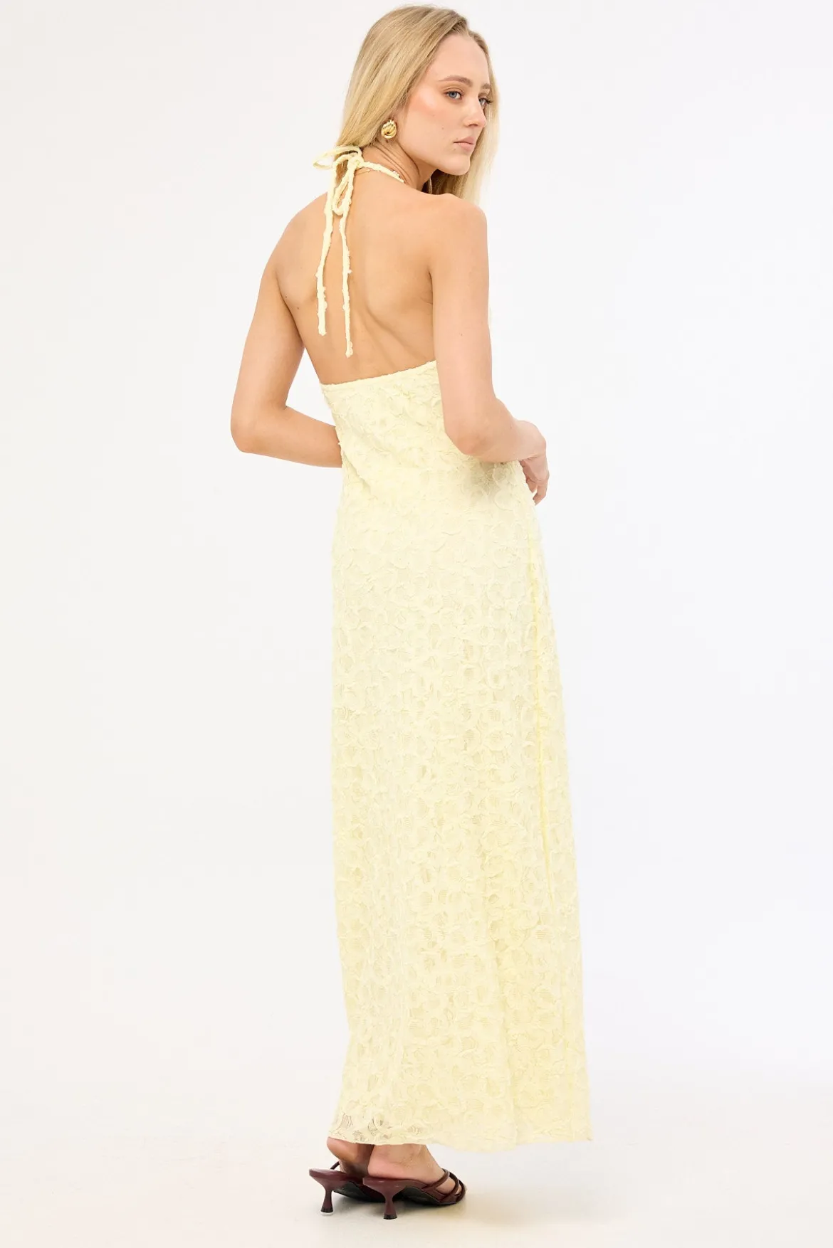 Skye Halter Midi Dress Lemon