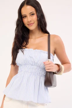 Skye Stripe Strapless Top Blue Stripe
