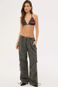 Skyline Tie Bralette Washed Black