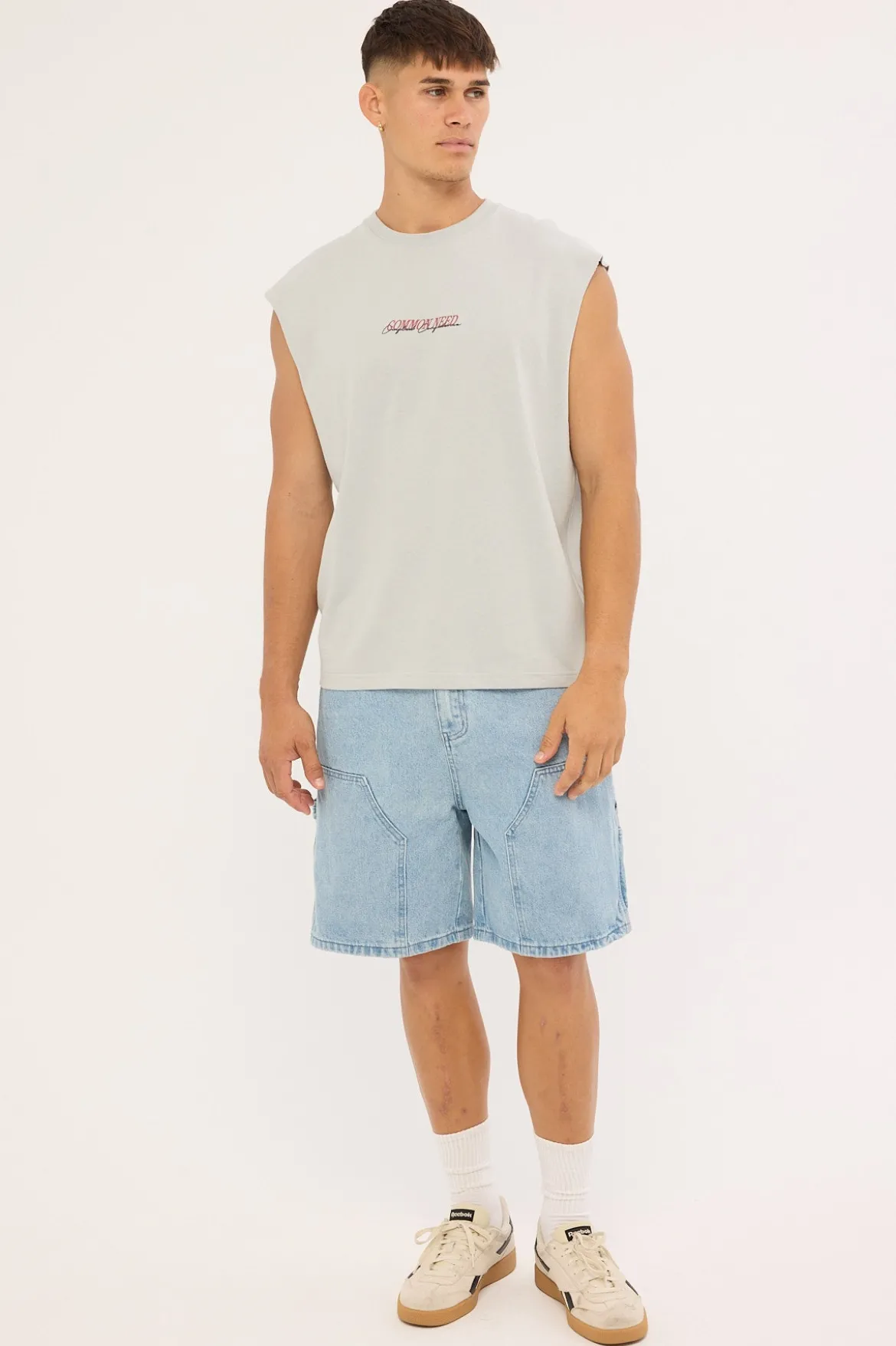 Slant Muscle Tank Grey