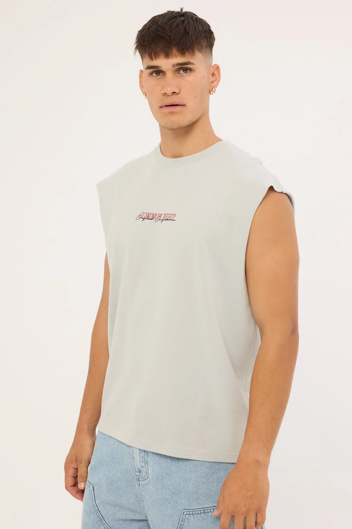 Slant Muscle Tank Grey