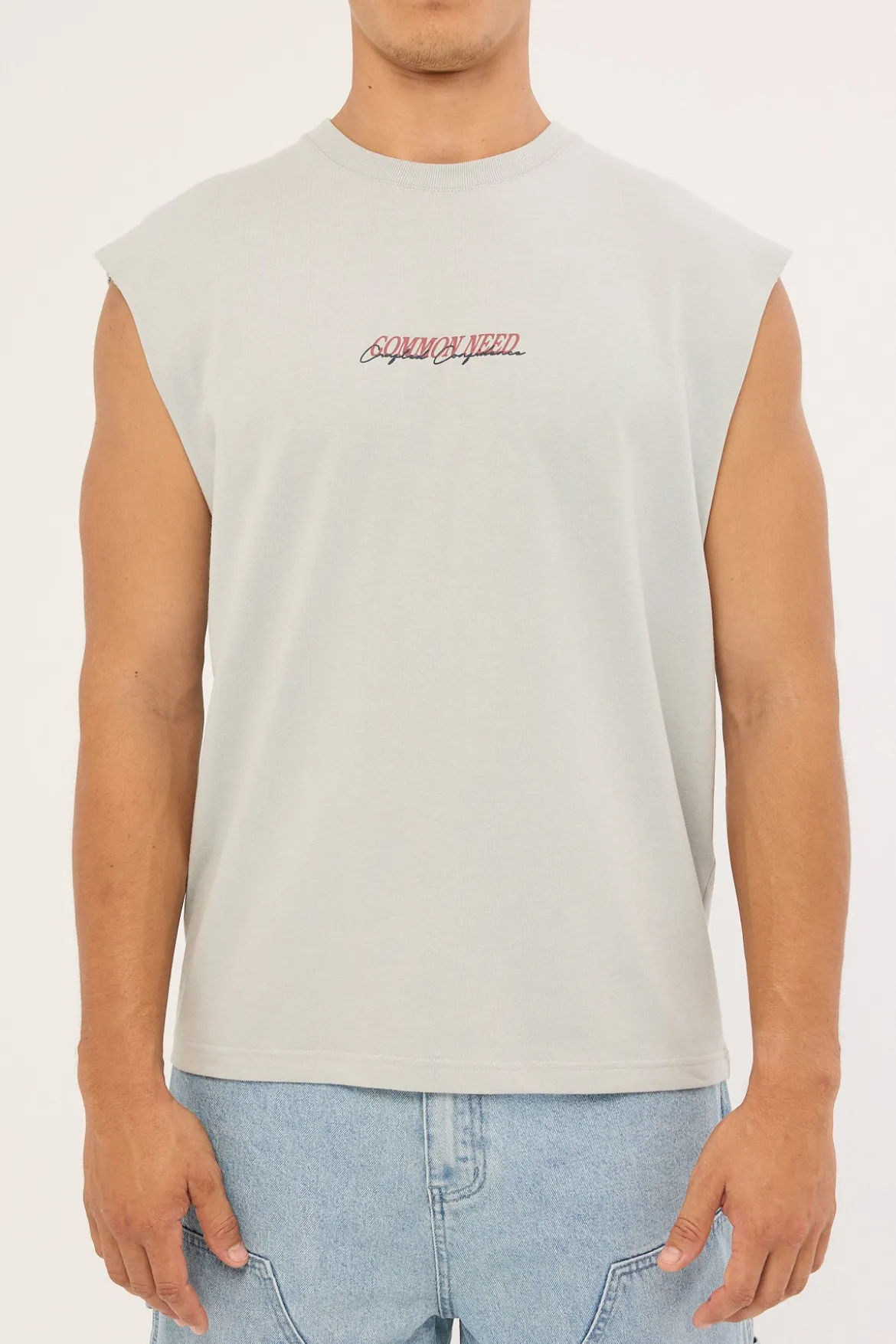 Slant Muscle Tank Grey