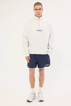 Slant Quarter Zip Sweater Snow Marle