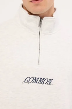 Slant Quarter Zip Sweater Snow Marle