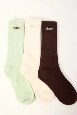 Slant Sock 3 Pack Off White/Sage/Brown