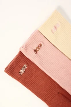 Slant Sock 3 Pack Rust/Pink/Sand