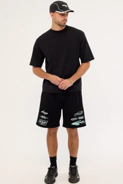 Slash Loopback Sweat Short Black
