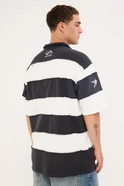 Slash Short Sleeve Oversize Polo Black/White