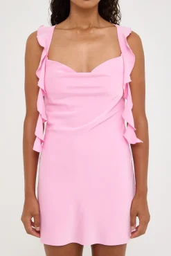 Slight Cowl Ruffle Mini Dress Pink