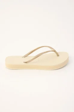 Slim Flatform Thong Beige