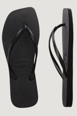Slim Square Solid Thong Black