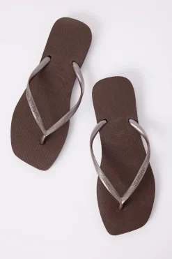 Slim Square Thong Dark Brown
