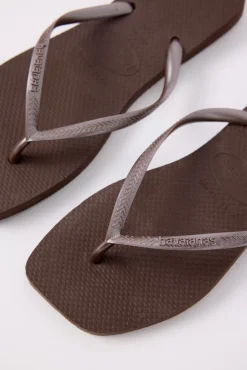 Slim Square Thong Dark Brown