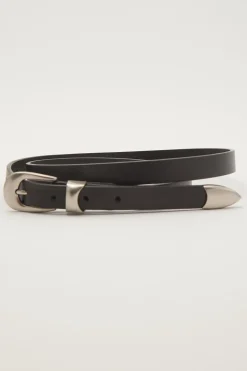Slim Western Leather Belt Black