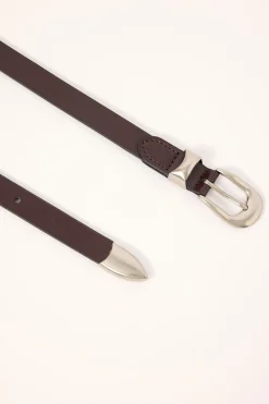 Slim Western Leather Belt Brown