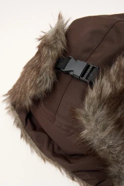 Snowdrift Faux Fur Trapper Brown